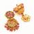 Aadta traditional gold-tone kundan jhumka earrings with pink and green stones