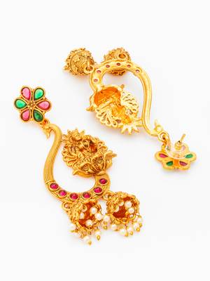 temple lakshmi chandbali jhumka earrings with stones 4