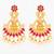  temple style gold plated pink & green chandelier jhumka earrings