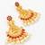  temple style gold plated pink & green chandelier jhumka earrings