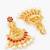  temple style gold plated pink & green chandelier jhumka earrings