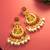  temple style gold plated pink & green chandelier jhumka earrings