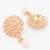  gold plated pink stone stud drop earrings with bead accent