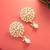  gold plated pink stone stud drop earrings with bead accent