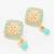  gold plated mint green geometric stud drop earrings