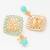  gold plated mint green geometric stud drop earrings