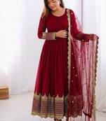 Women's faux georgette embroidered sequence work gown with net dupatta ready to wear