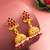  classic gold plated pink stone mini jhumka earrings