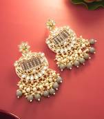  gold plated grey beaded chandelier earrings