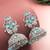  silver plated stone oxidized jhumka earrings