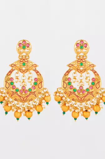  royal gold plated multicolor chandelier earrings
