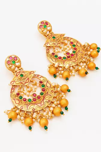  royal gold plated multicolor chandelier earrings