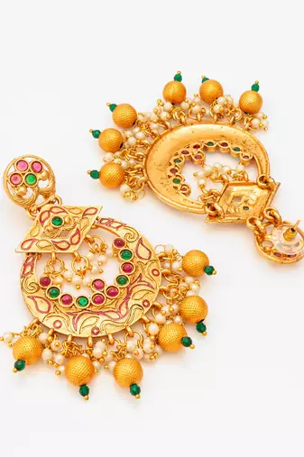  royal gold plated multicolor chandelier earrings