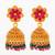  floral gold plated pink and green jhumka earrings
