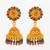  traditional gold plated green and pink stone jhumka earrings