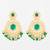  green kundan chandelier drop earrings with beaded detailing