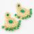  green kundan chandelier drop earrings with beaded detailing