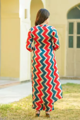 Multicolor muslin printed kurta set