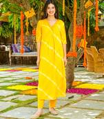 Yellow muslin printed Kurta set