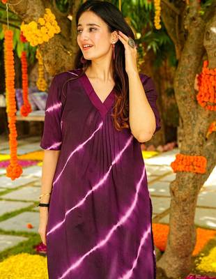 Purple  muslin printed kurta set 4