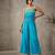 Turquoise blue embroidered cotton poplin jumpsuit
