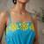 Turquoise blue embroidered cotton poplin jumpsuit