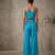 Turquoise blue embroidered cotton poplin jumpsuit