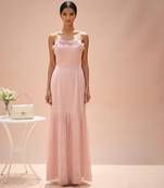 Pink embroidered imported satin gown