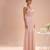 Pink embroidered imported satin gown