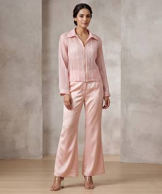 Champagne pink imported satin co ord set 1