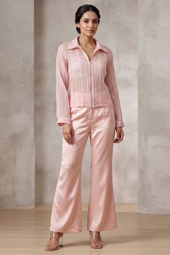 Champagne pink imported satin co ord set