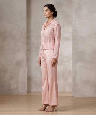 Champagne pink imported satin co ord set 2