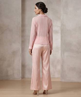 Champagne pink imported satin co ord set 4