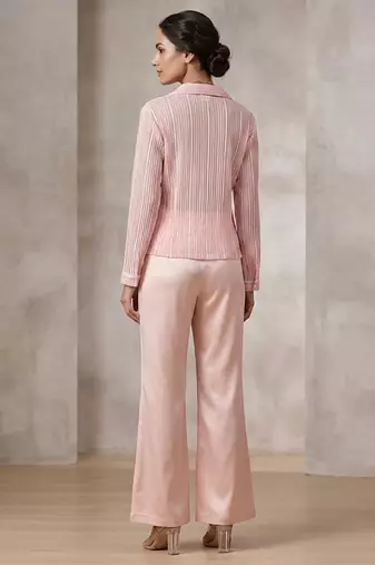 Champagne pink imported satin co ord set