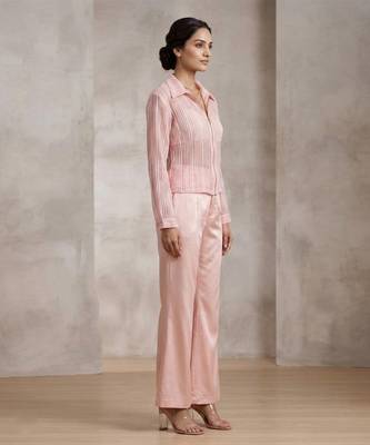 Champagne pink imported satin co ord set 5