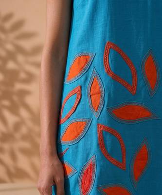 Blue embroidered cotton poplin dress 3