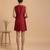 Crimson red embroidered chanderi cotton dress