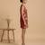 Crimson red embroidered chanderi cotton dress