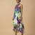 White purple printed silk shantoon dress