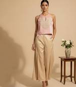 Blush pink embroidered satin co ord set