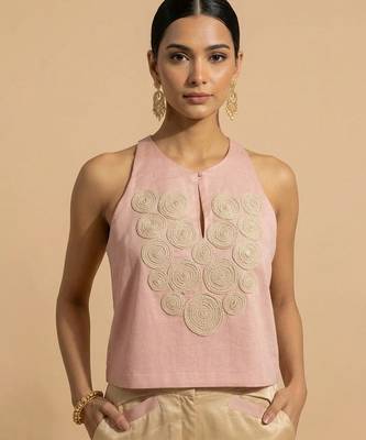 Blush pink embroidered satin co ord set 2