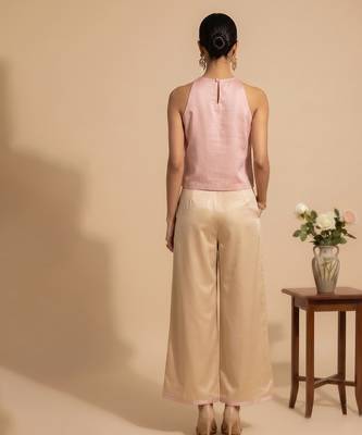 Blush pink embroidered satin co ord set 4