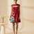 Crimson red embroidered chanderi cotton dress