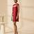 Crimson red embroidered chanderi cotton dress