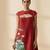 Crimson red embroidered chanderi cotton dress