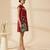 Crimson red embroidered chanderi cotton dress