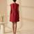 Crimson red embroidered chanderi cotton dress