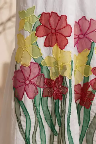 White embroidered cotton poplin dress