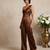 Chocolate brown imported satin jumpsuit