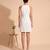 White blue embroidered cotton linen dress